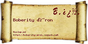 Boberity Áron névjegykártya
